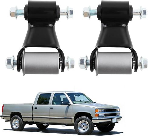 722-032 & 722-029 Upgrade Rear Leaf Spring Shackle & Hanger Bracket Kit Compatible with 1999-2013 Chevy Silverado 1500, 1999-2013 GMC Sierra 1500, Replaces 12474021, 22820716 in Saudi Arabia