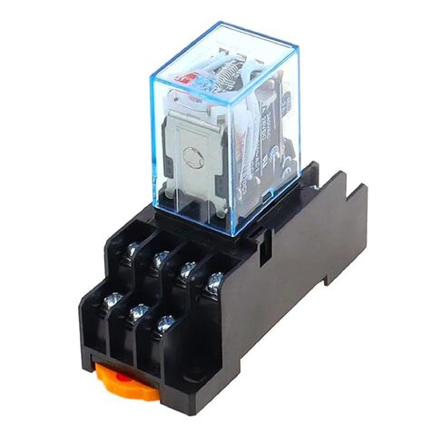مرحل الطاقة MY4NJ مع قاعدة المقبس، 4PDT 4NO 4NC، 14 دبوس 5A 240V AC، حامل السكك الحديدية DIN، مؤشر LED، DC 12V 24V 36V 48V 110V 220V، 10 عبوات (36V DC) in Kuwait