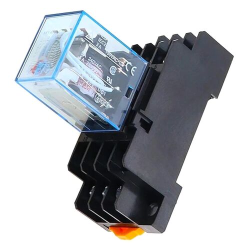 مرحل الطاقة MY4NJ مع قاعدة المقبس، 4PDT 4NO 4NC، 14 دبوس 5A 240V AC، حامل السكك الحديدية DIN، مؤشر LED، DC 12V 24V 36V 48V 110V 220V، 10 عبوات (36V DC) in Kuwait