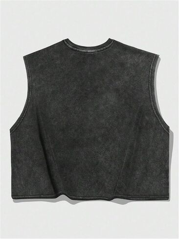 Men's Grunge Graphic Cropped Tank Tops Y2K Dolman Sleeve Washed Cut Off T Shirts Streetwear in Saudi Arabia