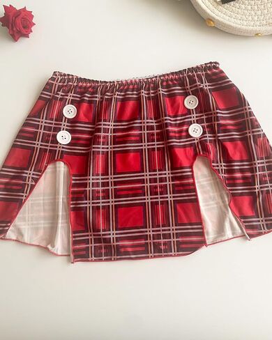 Mini Skirt for Men, Mens Sexy Side Slit Plaid Skirt Sissy Costume Lingere Outfits for Cosplay in Saudi Arabia