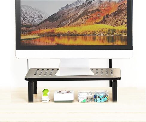 Monitor Stand for Desk Monitor Riser, Adjustable Laptop Riser, Desk Organizer Desktop Printer Laptop Storage Shelf, Mesh Metal Computer Item Stand (1 Piece)(14.5" Lx9.3 W) in Kuwait