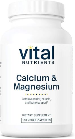 Vital Nutrients Calcium and Magnesium Complex | Vegan Supplement | Support Bone Strength, Muscle and Cardiovascular Health* | Gluten, Dairy and Soy Free | Non-GMO | 100 Capsules in Kuwait