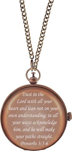 Trust in The Lord -Proverbs 3: 5-6 Quote Engraved Compass Christian Religious Gifts | Camping Compass Inspirational Men Women Catholic Graduation Gift Boys Girls in Saudi Arabia