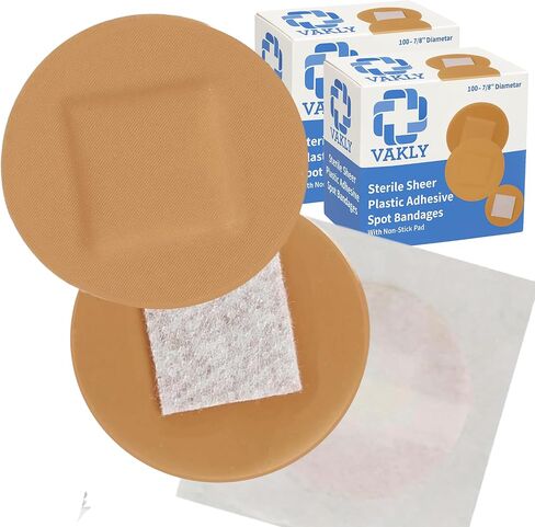 200 Spot Bandages Small Sheer Plastic Adhesive Dot Bandages with Non-Stick Pad – Sterile Tiny Round Bandages 7/8" for Small Wounds, Pimples, Vaccination and Blisters for Face, Hands and Arms in Saudi Arabia