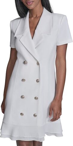 Karl Lagerfeld Womens Short Sleeve Notch Collar Scuba Crepe Blazer Dress in Saudi Arabia