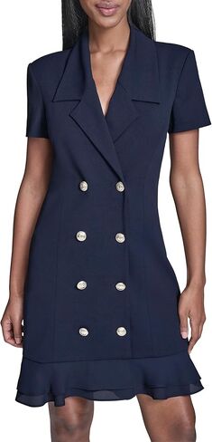 Karl Lagerfeld Womens Short Sleeve Notch Collar Scuba Crepe Blazer Dress in Saudi Arabia