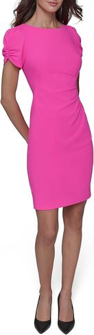 KARL LAGERFELD Short Ruched Sleeve Jewel Neck Sheath Mini Dress in Saudi Arabia
