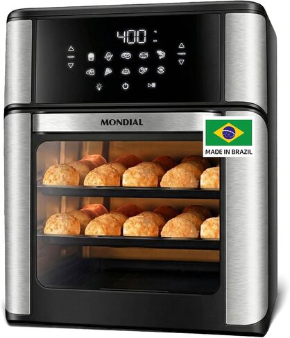 Air Fryer Oven 1800W ، 12.7qt ، لوحة شاشة تعمل باللمس ، الإغلاق التلقائي-الفولاذ الأسود واللاشتعال-Mondial in Kuwait