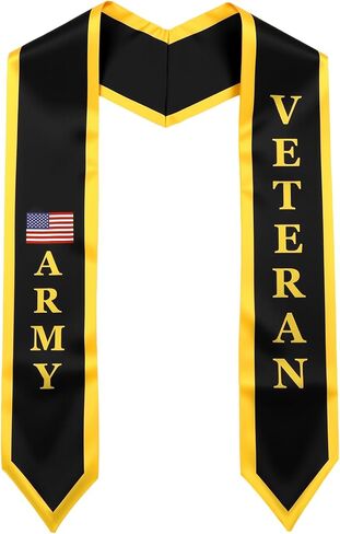 Zeyune Us Army Veteran Grad Graduation سرق فئة 2026 التخرج سرق وشاح 72 بوصة زخرفة ذهبية سوداء لمدرسة الجيش المخصصة للبالغين احتفالات تهنئة التخرج 2026 لوازم حفلات التخرج in Saudi Arabia