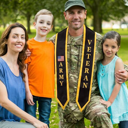 Zeyune Us Army Veteran Grad Graduation سرق فئة 2026 التخرج سرق وشاح 72 بوصة زخرفة ذهبية سوداء لمدرسة الجيش المخصصة للبالغين احتفالات تهنئة التخرج 2026 لوازم حفلات التخرج in Saudi Arabia