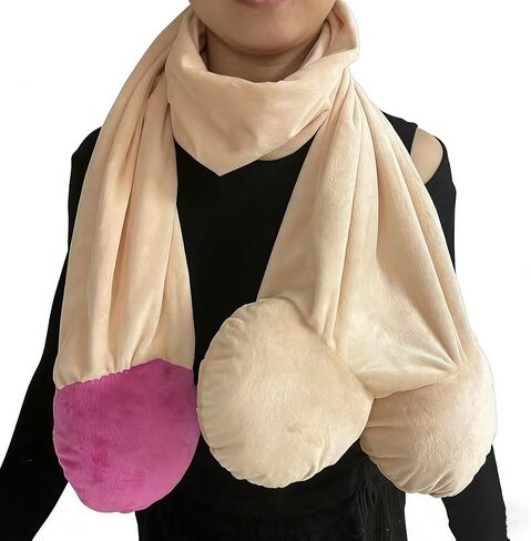 SIQITECHNO Funny Boob Scarf Men Women Creative Breast Scarves Novelty Female Chest Scarf Plush 3D Breast Boobs Neck Warmer in Saudi Arabia