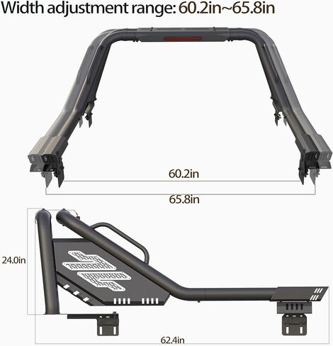 YR02L Roll Bar for Full Size Pickup Truck,Compatible with Ram1500/2500/3500|F-150/F-250/F-350|Silverado1500/2500|Serria1500/2500|Titan|Tundra. No Drill Installation,with Light Mount in Saudi Arabia