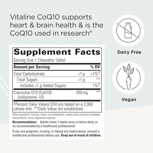Integrative Therapeutics - Vitaline CoQ10 (200mg) - Supports Heart & Brain Health* - Chocolate Flavored - 30 Chewable Wafers in Saudi Arabia