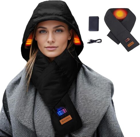 ayamaya Heated Scarf with Hidden Hat - Wireless Heating Pad with 5000mAh Rechargable Battery, Lightweight Winter Warm Scarves in Saudi Arabia