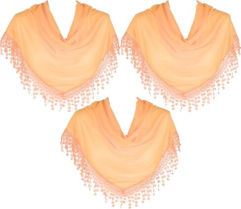 Hat To Socks Triangle Scarf with Bobbin Lace Fringes for Women Pack of 3 in Saudi Arabia