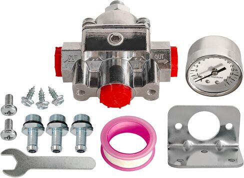 Fuel Pressure Regulator Carburetor with Gauge Kit Fits for Holley Carburetor, 1-4 PSI, 3/8" NPT, 1-in 2-Out Replace 12-804, 12804 in Saudi Arabia