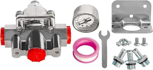 Fuel Pressure Regulator Carburetor with Gauge Kit Fits for Holley Carburetor, 1-4 PSI, 3/8" NPT, 1-in 2-Out Replace 12-804, 12804 in Saudi Arabia