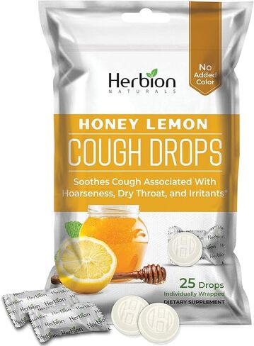Herbion Naturals Cough Drops with Natural Honey Lemon Flavor, Dietary Supplement, for Adults and Children Over 6 Years, 25 Drops in Saudi Arabia