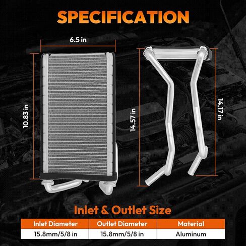 68004193AB سخان HVAC متوافق مع Jeep Wrangler 2007-2018، Wrangler JK 2018، Rubicon Sahara Sport X، Sport Utility، 3.6L 3.8L V6 غاز، استبدال # 99370، 68004193AA، HT399995C in Kuwait