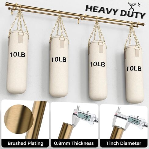 Warm Gold Double Curtain Rod, Brass Dual Curtain Rods for Windows 36 to 72 Inch, 1 Inch Adjustable Heavy Duty Spliced Double Rod, Pro-Plating Process, Aluminium Finials in Kuwait