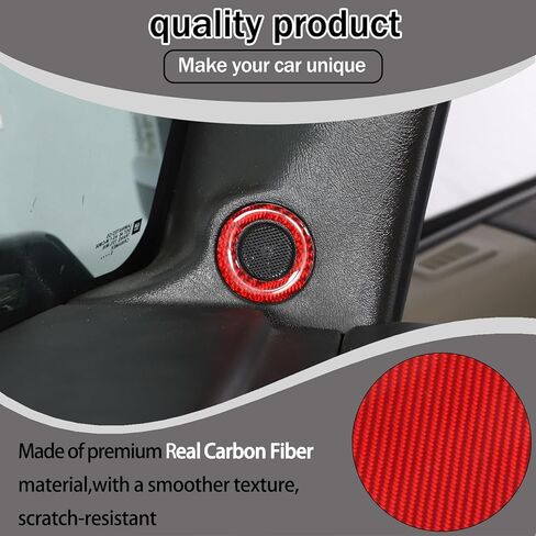 Lcojicep Car A-Pillar Tweeter Door Horn Mesh Cover Decorative Sticker Compatible with Hummer H2 2003-2007 Real Soft Carbon Fiber Car Speaker Horn Protection Sticker Interior Accessories,Red in Saudi Arabia