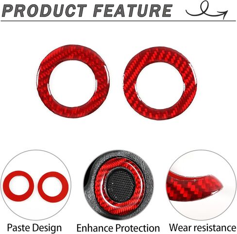 Lcojicep Car A-Pillar Tweeter Door Horn Mesh Cover Decorative Sticker Compatible with Hummer H2 2003-2007 Real Soft Carbon Fiber Car Speaker Horn Protection Sticker Interior Accessories,Red in Saudi Arabia