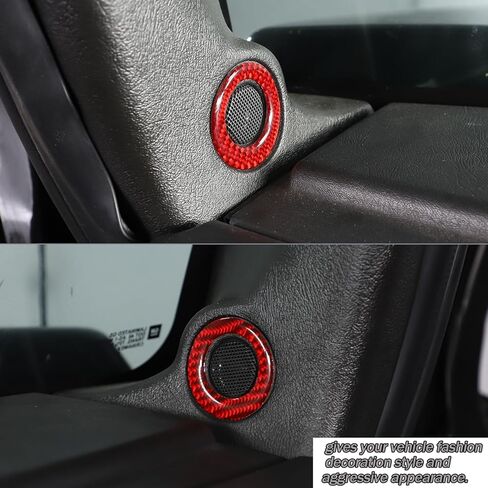 Lcojicep Car A-Pillar Tweeter Door Horn Mesh Cover Decorative Sticker Compatible with Hummer H2 2003-2007 Real Soft Carbon Fiber Car Speaker Horn Protection Sticker Interior Accessories,Red in Saudi Arabia