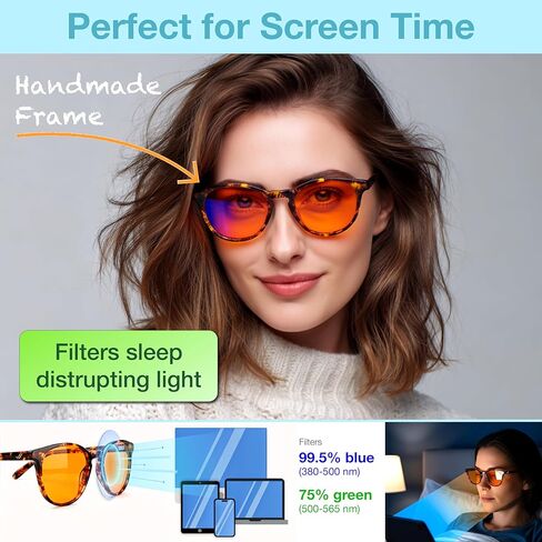 THL Blue Light Blocking Glasses for Better Sleep - 99.5% Blue Light Glasses for Women Men - Amber Orange Blue Blocker Glasses - Migraine Glasses - fl 41 Light Sensitivity Blue Light Blocker Glasses in Saudi Arabia