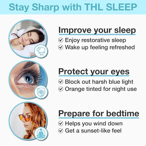 THL Blue Light Blocking Glasses for Better Sleep - 99.5% Blue Light Glasses for Women Men - Amber Orange Blue Blocker Glasses - Migraine Glasses - fl 41 Light Sensitivity Blue Light Blocker Glasses in Saudi Arabia