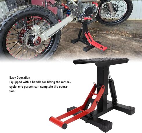 Keenso Dirt Bike Lift Stand, 440lbs Load Bearing Adjustable Height Motorcycle Lifting Stand with Non Slip Rubber Padding, for Most Motorcycles and Off Road Vehicles in Saudi Arabia