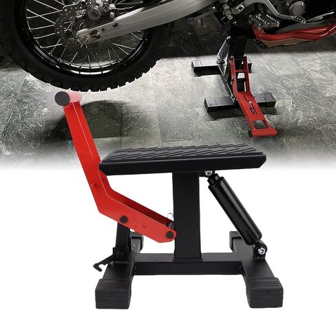 Keenso Dirt Bike Lift Stand, 440lbs Load Bearing Adjustable Height Motorcycle Lifting Stand with Non Slip Rubber Padding, for Most Motorcycles and Off Road Vehicles in Saudi Arabia