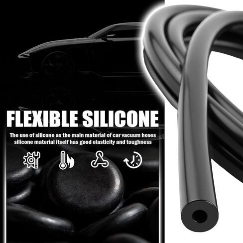 6PCS 5Ft Silicone Vacuum Hose Automotive Set,Vacuum Line Kit Includes ID 1/8" 5/32" 3/16" 1/4" 5/16" 3/8" Hose & Vacuums Hoses Connector & Clamps,Essential Vacuums Lines Automotive in Kuwait