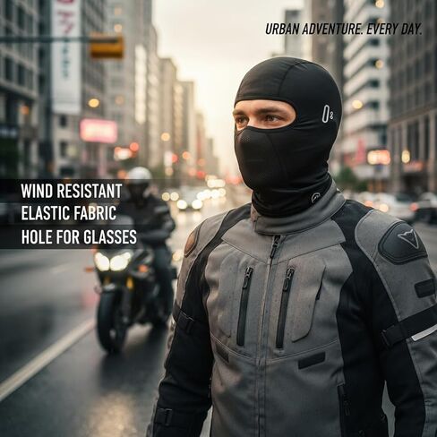 Hill Bros Balaclava Face Mask Men Women, Ski Mask for Men Women, UV Protection, Balaclava Motorcycle, Windproof, Cold Weather Face Mask, Elastic, Glasses Friendly Black in Saudi Arabia