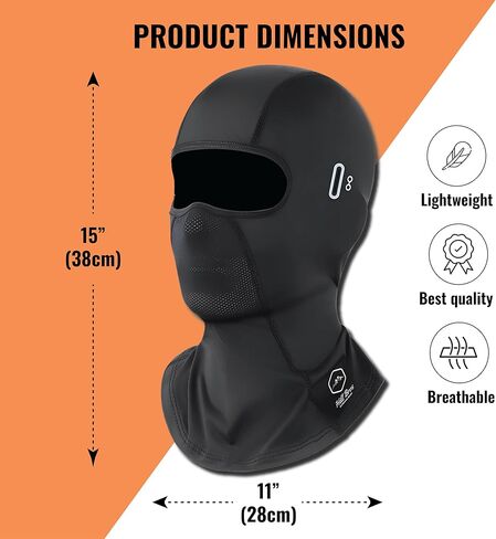 Hill Bros Balaclava Face Mask Men Women, Ski Mask for Men Women, UV Protection, Balaclava Motorcycle, Windproof, Cold Weather Face Mask, Elastic, Glasses Friendly Black in Saudi Arabia