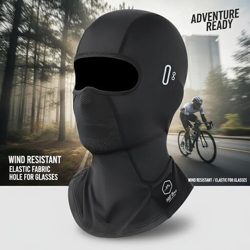 Hill Bros Balaclava Face Mask Men Women, Ski Mask for Men Women, UV Protection, Balaclava Motorcycle, Windproof, Cold Weather Face Mask, Elastic, Glasses Friendly Black in Saudi Arabia
