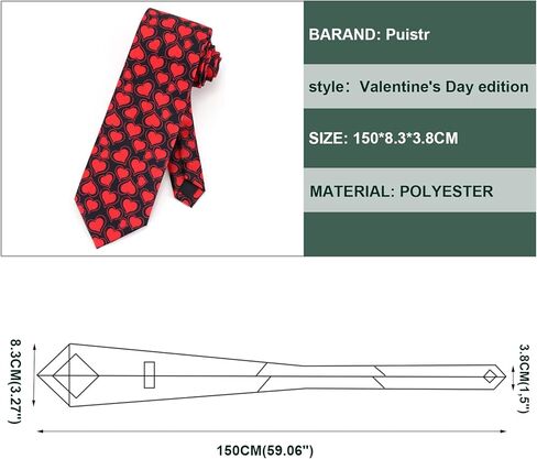 Valentines Day Ties For Men 3.27" (8.3CM) Heart Neckties Holiday Wedding Party for Husband Father's Day in Saudi Arabia