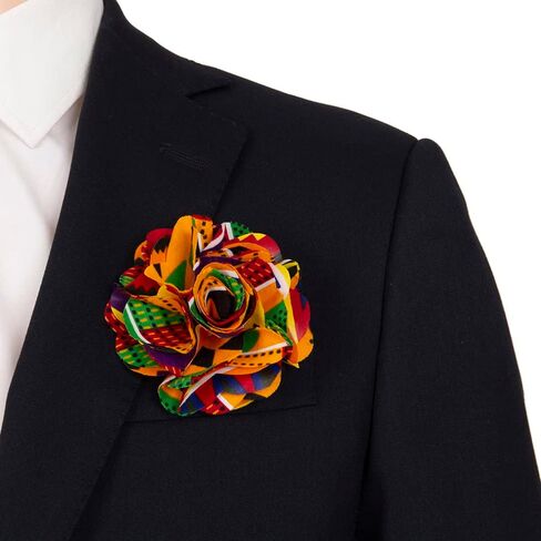 African Ties Set Men Kente Necktie Handkerchief Brooch Classic Formal Pocket Square Neck Ties in Saudi Arabia