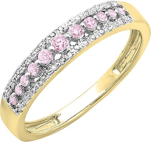 مجموعة Dazzlingrock خاتم الذكرى السنوية ثلاثي الصف من الأحجار الكريمة الطبيعية أو الماس والألماس الأبيض من الذهب الخالص in Saudi Arabia