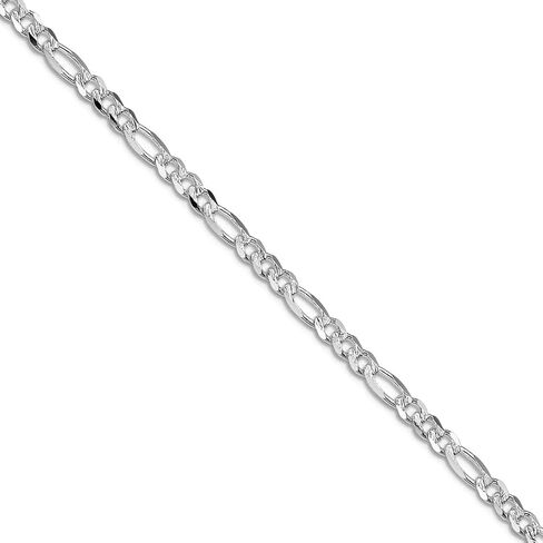 JewelryWeb 925 Sterling Silver Rhodium Plated 4mm Pave Flat Figaro Chain Necklace Chain Necklace for Women and Men in Saudi Arabia