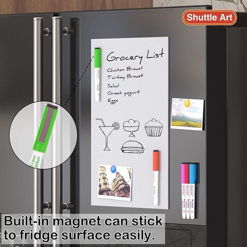 Shuttle Art Magnetic Whiteboard Markers, 20 Pieces Fine Tip and Eraser, Dry Erase Whiteboard Markers, for Writing on Whiteboards, Weekly Planner, Glass for School Office Home in Kuwait