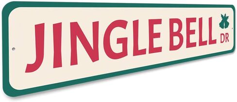 لافتة عطلة Jingle Bell Drive، لافتة ألومنيوم مزخرفة لعيد الميلاد - 4 بوصة × 18 بوصة in Kuwait