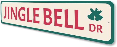 لافتة عطلة Jingle Bell Drive، لافتة ألومنيوم مزخرفة لعيد الميلاد - 4 بوصة × 18 بوصة in Kuwait