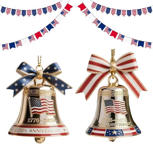 2Pcs 250th Anniversary Bell Ornaments - Copper Patriotic Red White Blue Enamel Commemorative Decor, Collector's Keepsake & Patriotic Home Decor 2026 in Saudi Arabia