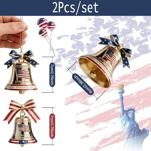 2Pcs 250th Anniversary Bell Ornaments - Copper Patriotic Red White Blue Enamel Commemorative Decor, Collector's Keepsake & Patriotic Home Decor 2026 in Saudi Arabia