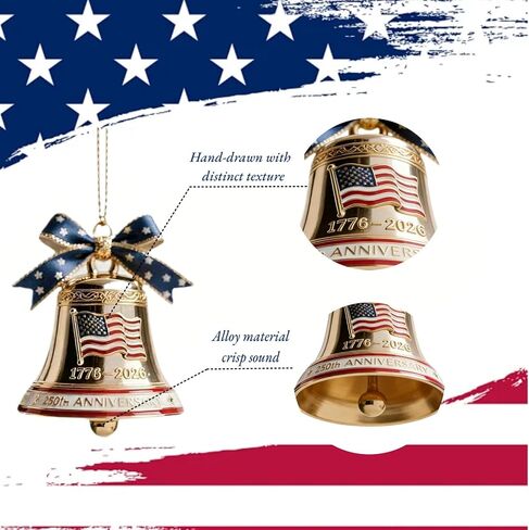 2Pcs 250th Anniversary Bell Ornaments - Copper Patriotic Red White Blue Enamel Commemorative Decor, Collector's Keepsake & Patriotic Home Decor 2026 in Saudi Arabia