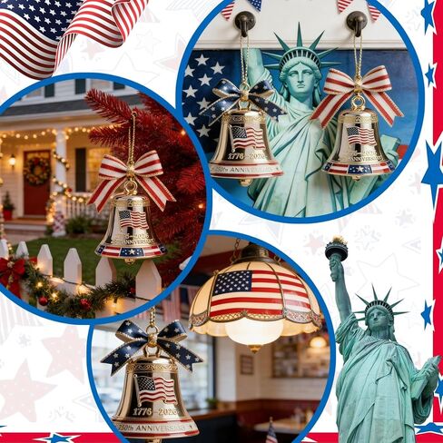2Pcs 250th Anniversary Bell Ornaments - Copper Patriotic Red White Blue Enamel Commemorative Decor, Collector's Keepsake & Patriotic Home Decor 2026 in Saudi Arabia
