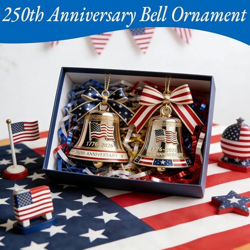 2Pcs 250th Anniversary Bell Ornaments - Copper Patriotic Red White Blue Enamel Commemorative Decor, Collector's Keepsake & Patriotic Home Decor 2026 in Saudi Arabia