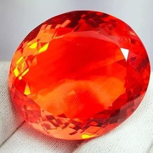 130 Ct Natural Mexican Fire Opal Red Orange Oval Cut AAA Certified Gemstone in Saudi Arabia