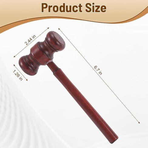 مطرقة قاعة المحكمة الخشبية، مطرقة القاضي الصغيرة المصنوعة يدويًا مقاس 6.7 بوصة، مطرقة بنية للاجتماعات، محاكاة قاعة المحكمة لرؤساء نادي المزادات in Kuwait